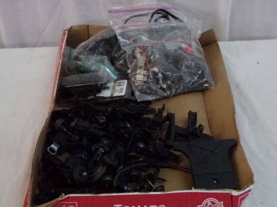 Flat of Misc Train PArts Includes Wheels & Track Connectors
