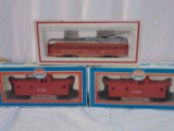 Lot of 3 Train Cars, (2) Model Power #1435 Caboose & Bachmann Pacific Electric Trolley #5612