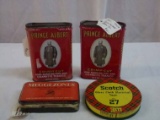 Lot of 4 tins: Prince Albert, Meggezones, Scotch tape tin