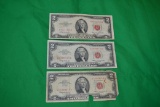 (3) Red Seal $2 Bills