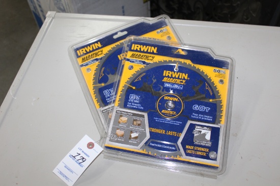 2- Irwin 8 1/2" 60t Saw Blades. Removed Rom Auction