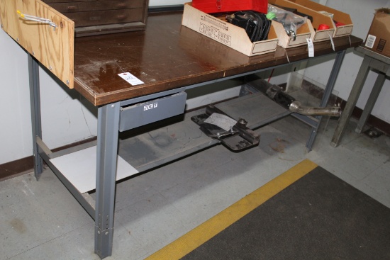 Metal Frame/wooden Top Work Table W/outlet.
