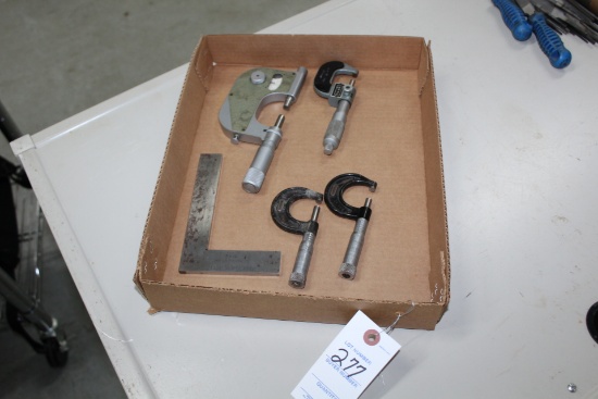 4 Micrometers And 1 Steel Square.