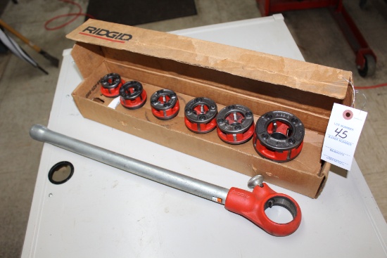 Ridgid Pipe Threader Kit W/handle And 6 Thread Heads.