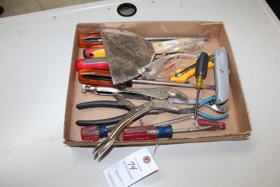 Box Lot- Screwdrivers, Vise Grip, Pliers.