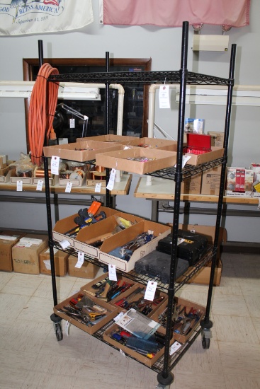 Black Nsf Rolling Wire Rack W/4 Rack Shelves.