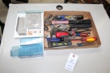 Box Lot- Wire Strippers, Hammer, Level, Pliers, Etc.
