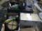 Drill Press, Metal boxes with Misc