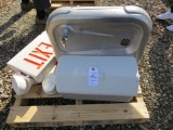 Water Fountain and two exit signs