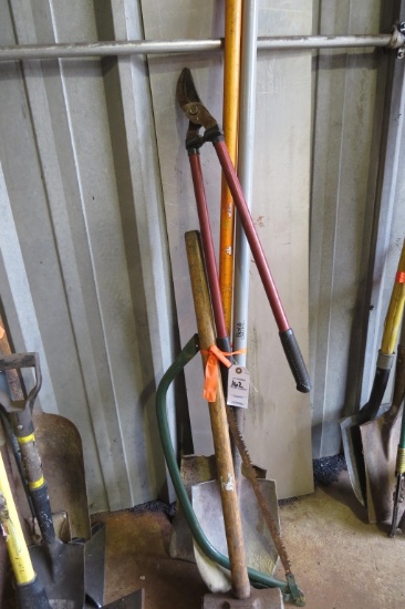Mix Lot 2 Shovels, Saw, Sledge Hammer & Loppers