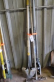 Mix Lot Post Hole Digger, Sledge Hammer, Shovel & Rake