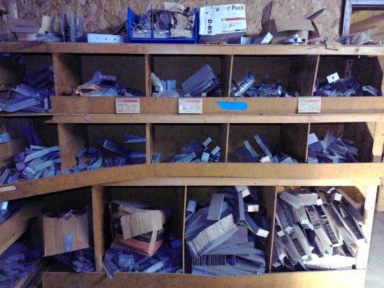 Shelf contents of framing anchors and brackets