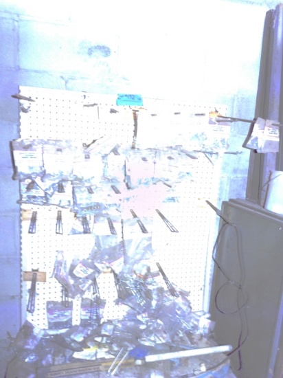 Shelving, display and contents of misc. hooks
