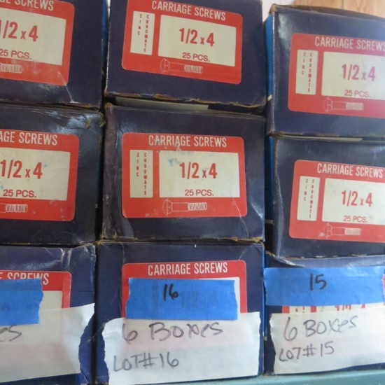 6 boxes (new) carriage bolts 1/2 x 4