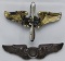 2 pcs. WWII Period Army Air Force Cadet Pilot Cap Device/3 Inch Observer Wings