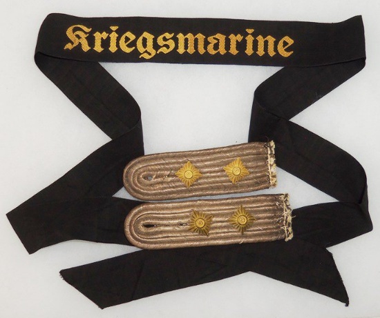 3 pcs. WW2 Kriegsmarine Shoulder Boards/Cap Tally
