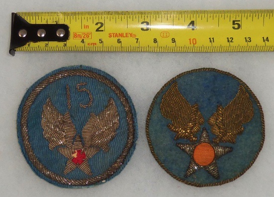 2 pcs. Theater Made 2nd Version Army Air Force/15th AAF Bullion Sleeve Insignia