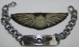 2 pcs. WWII USAAC Bullion Pilot Wings/Sterling Bracelet
