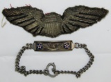 2 pcs. WWII USAAC Theater Made Bullion Pilot Wings/Men's Bracelet