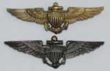 2 pcs. WW2 USN Pilot Wings for Officer and Enlisted