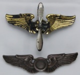 2 pcs. WWII Period Army Air Force Cadet Pilot Cap Device/3 Inch Observer Wings