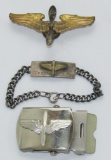 3 pcs. WWII Army Air Corp Pilot Cadet Cap Device/Bracelet/Buckle