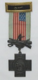 U.S.W.V. Spanish American War Camp Level Medal With Unknown Staff/Cane Insignia