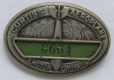 Rare Early 1900's Aviation Factory Worker's Badge-Curtiss Aeroplane & Motor Company