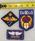 3 pcs. WWII Mediterranean, Desert, and Far East AAF Patches