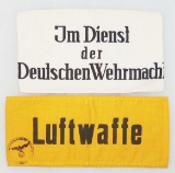 2 pcs. WWII German Luftwaffe/In the Service of German Wehrmacht Printed Armbands