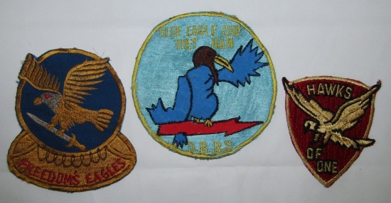 3pcs-Vietnam War Era Patches-Freedom's Eagles/Blue Eagle One/Hawks Of One
