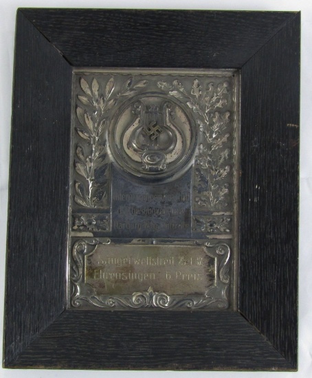 1932 Dated Nazi Framed Chorus Award Plaque