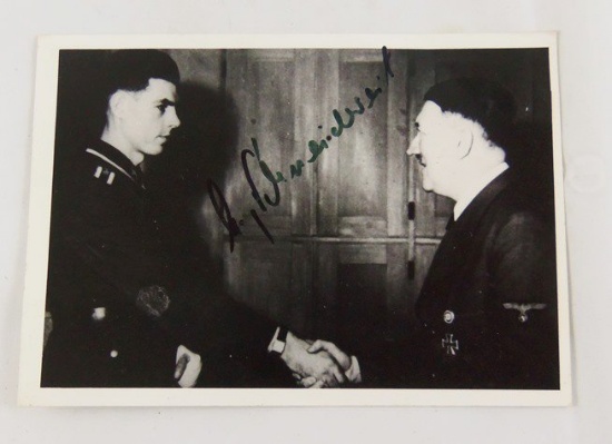 WWII German B&W Photo of Hitler and SS Soldier Alfred Schneidereit