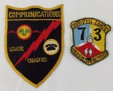 2 pcs. Military Communication Patches-Static Chasers-73rd Surveilance-Vietnam Period