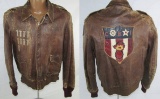 Named Leather A-2 Jacket-CBI Theater With large Back Patch-9 Mission Bombs on the Front