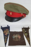 4pcs-WWII US Vet Bring back Japanese Army Visor Cap For EM/NCO-3 Felt Souvenir Pennants.