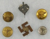 6 pcs. WWII German Buttons/Pins Grouping