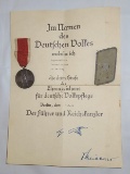 3 pcs. WWII German Social Welfare Red Cross Higher Rank Collar Tab/Medal/Award Document