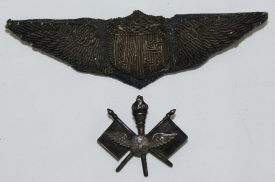 2pcs-WW1 US Military Aviator Wing/Collar Device For Officer.