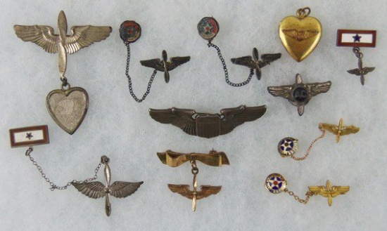 Nice Group Of 11pcs WW2 Period US Army Air Corp Sweetheart Jewelry