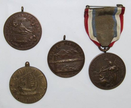 4pcs-Early USN/USMC Campaign Medals-Cuban-Haitian, Nicaraguan-China Cruise