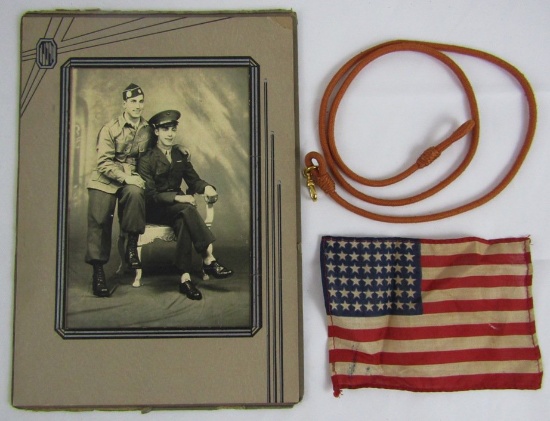 3pcs- WWII US Airborne  Studio Photo-Netherlands Lanyard-Invasion Flag