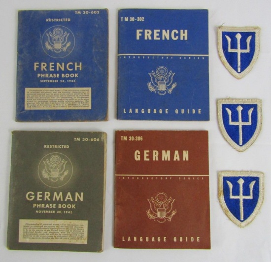 7pcs-Restricted WWII US Army Invasion Forces Language Booklets-97th Division Patches