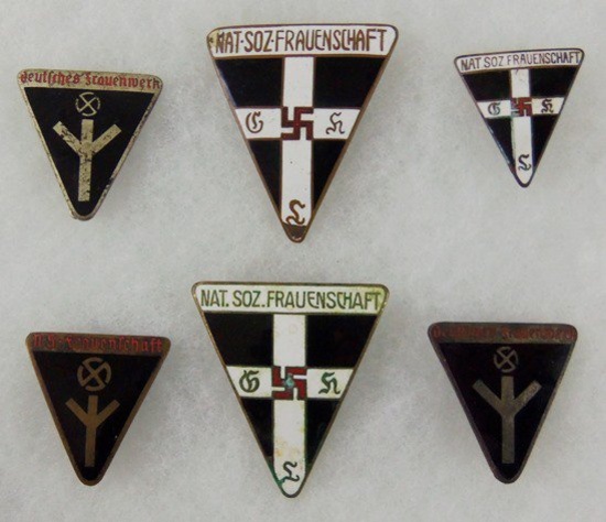 6 pcs. WWII German Female National Female Organization Membership Pins