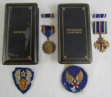 4pcs-WW2 US AAF Cased Air Medal & DFC-Theater Made 9th AAF Patch/HQ By Gemsco