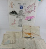 WW2 US 97th Division/1st Cavalry Division 2 Theater Officer Occupation Maps/Silk Banner