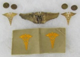 Rare Early WWII US Army Air Corp Flight Surgeon Wings/Collar Insignia