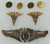 Rare WWII USAAC Flight Dental Surgeon Wings/Collar Insignia