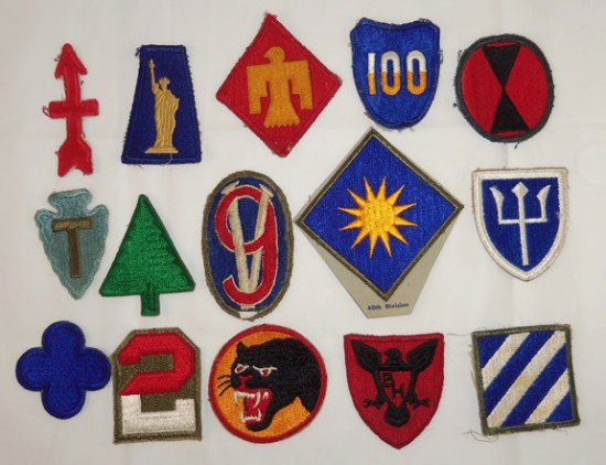 15 pcs. WW2 Period US Army Division Patches