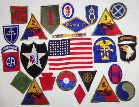 26 pcs. WWII D-Day US Division Patches/Ribbon Bar/Invasion Flag
